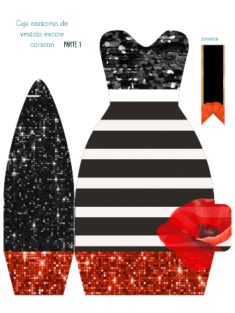 Vestido rojo y negro